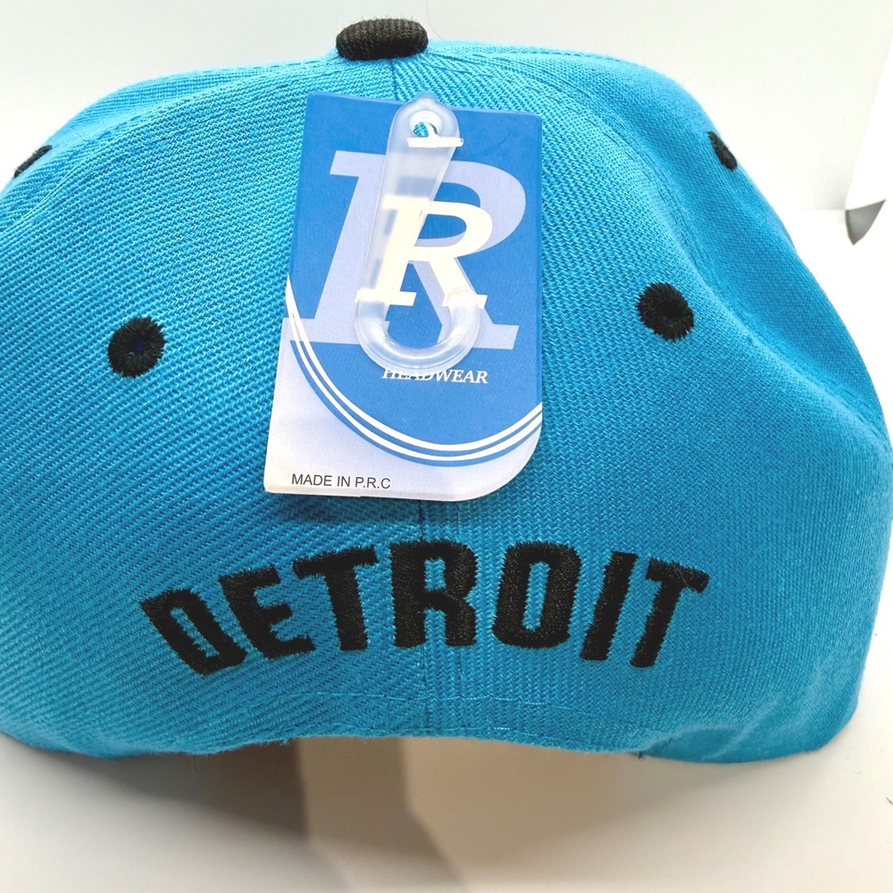 Detroit Logo Snapback Hat R-M Sport Wear Flat Blue Black 3D Embroidery Cap NEW - Picture 3 of 5